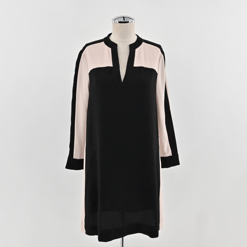 BCBGMaxazria Colorblock Shift Dress Womens Sz XS Black Blush Pink Office Capsule